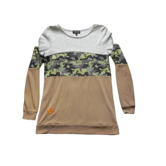 Simply Southern Sweater Womens Medium Camo Colorblock Lightweight Outerwear Lady - Picture 1 of 7